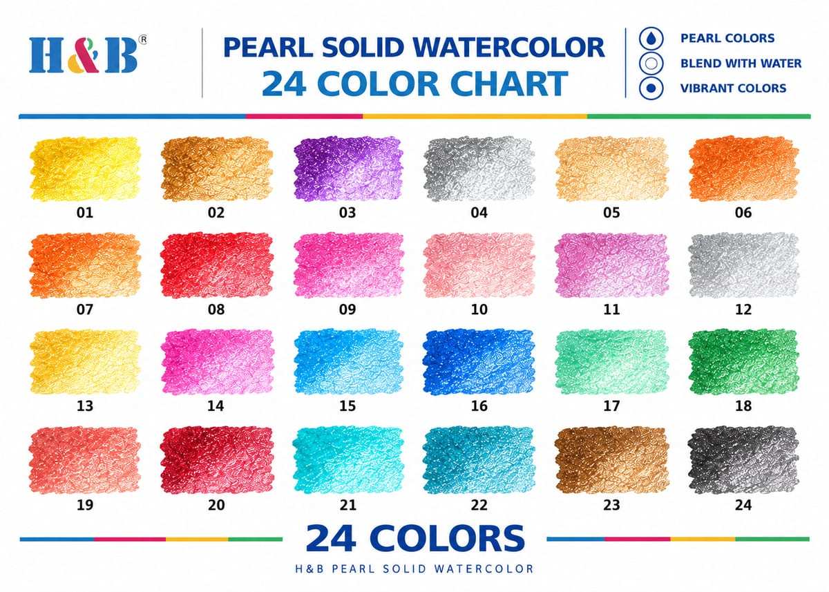 24-pan portable pearlescent watercolor set