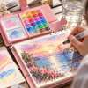 24 Color Portable Pearlescent Solid Watercolor Paint Set