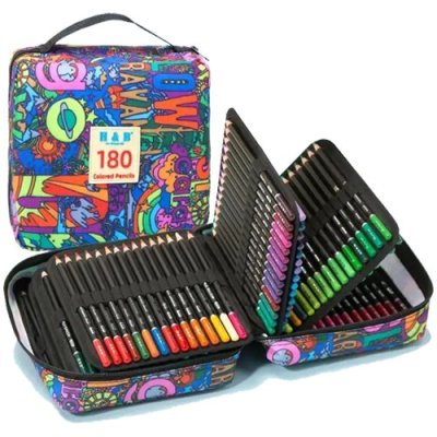180 Color Oil-Based Colored Pencil Set with 3.3mm Cores