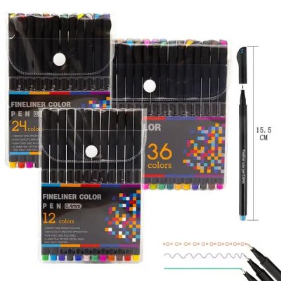 H&B art supplier 12/24/36pcs fineliner color pens for kid drawing pen for wholesale