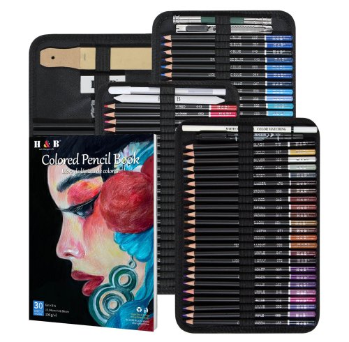 Portable 146-Piece Oil Colored Pencil Art Kit in Nylon Case for Travel Sketching