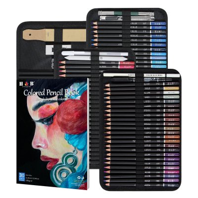 Portable 146-Piece Oil Colored Pencil Art Kit in Nylon Case for Travel Sketching