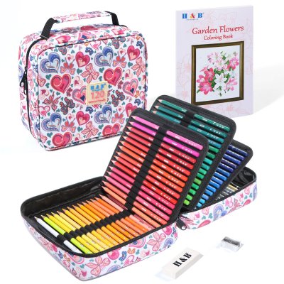 72/120/180 Color Oil-Based Colored Pencil Sets with Zippered Nylon Case