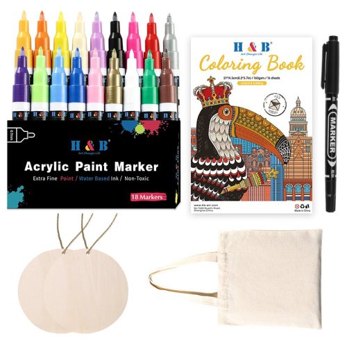 H & B 23pcs acrylic paint markers set for kid acrylic markers for wholesale