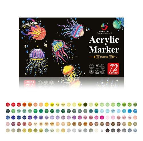 H&B  72/120 Colors Dual-Tip Acrylic Markers Set – Fine & Brush Tip Paint Pens for Canvas, Rock Painting & DIY Crafts – Non-Toxic ASTM Certified OEM Wholesale Supplier