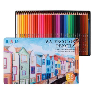 36 Color Water-Soluble Colored Pencil Set in Tin Box