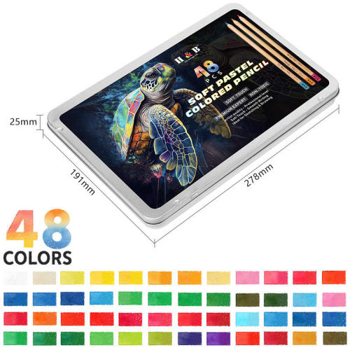 H&B Art Professional 48/72 Colors Pastel Pencils Set for Artists – High Pigment Dry Media Pencils for Fine Detailing, Portraits & Shading – ASTM D-4236 Certified Non-toxic Gift Box