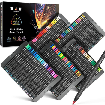 12/24/48/72/120 Color Black Wooden Oily Black Edition Colored Pencil Triangle Rod Pencil Set Artist Level Wholesale Customizable