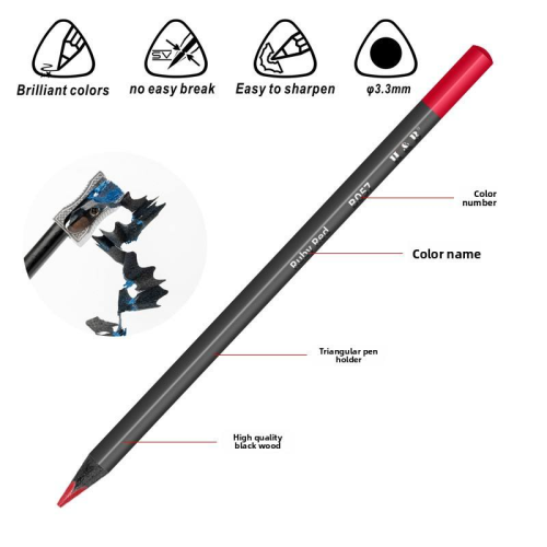 12/24/48/72/120 Color Black Wooden Oily Black Edition Colored Pencil Triangle Rod Pencil Set Artist Level Wholesale Customizable