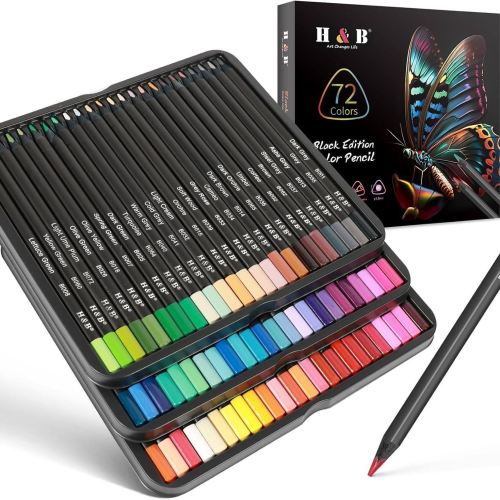 12/24/48/72/120 Color Black Wooden Oily Black Edition Colored Pencil Triangle Rod Pencil Set Artist Level Wholesale Customizable