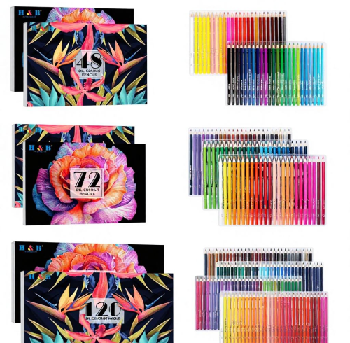 H&B Art 48 Colors Oil-Based Colored Pencils Set – Break-Resistant Professional Art Supplies for Blending & Shading – Custom Logo OEM Wholesale Bulk
