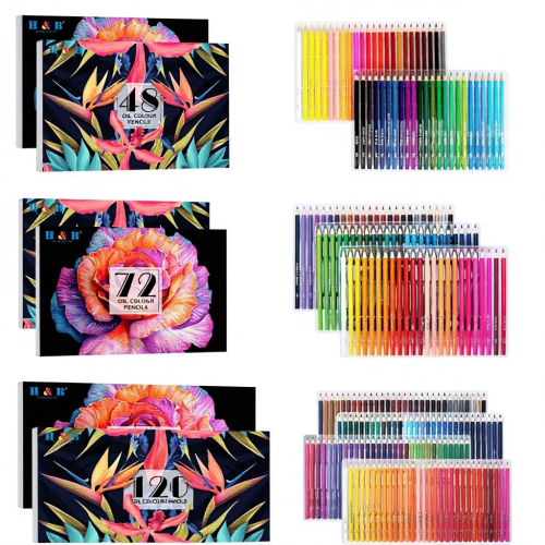 H&B Art 48 Colors Oil-Based Colored Pencils Set – Break-Resistant Professional Art Supplies for Blending & Shading – Custom Logo OEM Wholesale Bulk