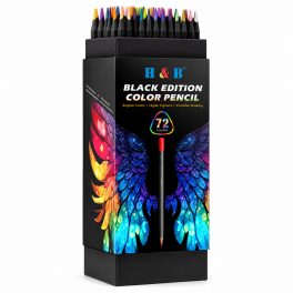 Black wood colored pencil used to add color to a detailed portrait illustration