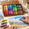 48-Color Ultra-Soft Square Oil Pastel Set in Wooden Box