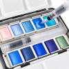 12 Color Watercolor Paint Set in Tin Box with Water Brush and Notepad