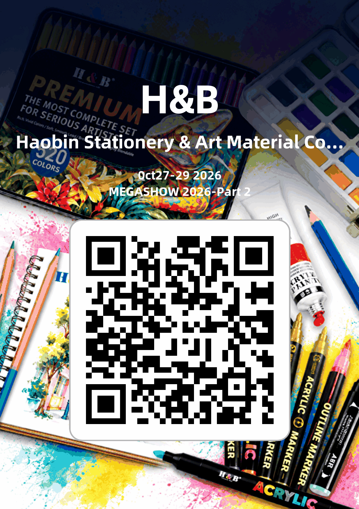 QR code for the H&B Art MEGA SHOW 2026 Part 2 exhibition invitation