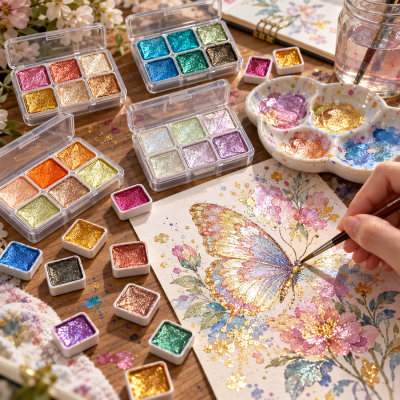 Single Pearlescent Metallic Watercolor Paint Pan