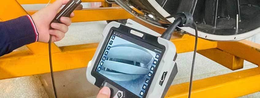 industrial borescope being used for turbine inspection
