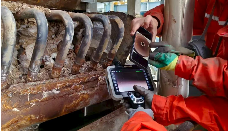 Industrial borescope camera used for remote visual inspection inside machinery