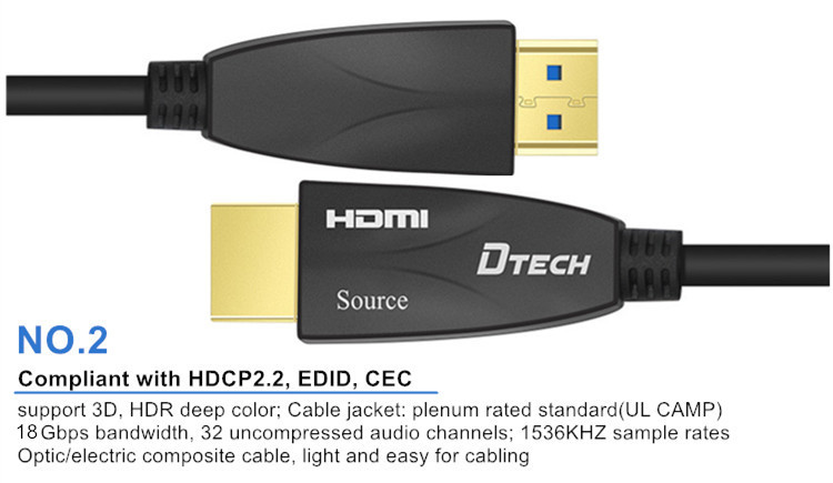 Dtech Plug and Play HDMI AOC Fiber Cable YUV444 10m