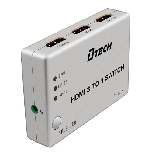 DTECH DT-7018 3 IN 1 Out HDMI SWITCH Mendukung 1080p Dan 3D