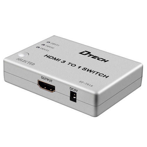 DTECH DT-7018 3 IN 1 Out HDMI SWITCH Mendukung 1080p Dan 3D