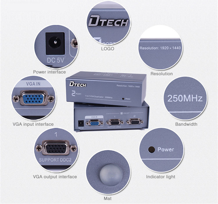 Divisor VGA de 1 a 2 puertos (250MHz)