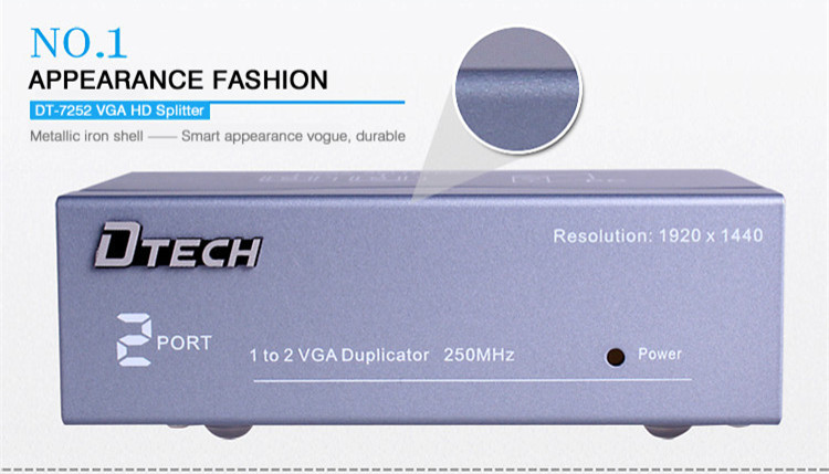 VGA Splitter 1 to 2 ports(250MHz)