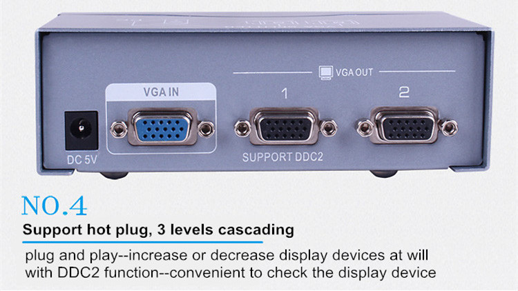 Port VGA Splitter 1 hingga 2 (250MHz)