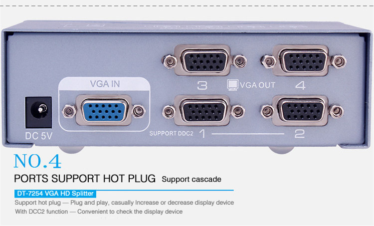 VGA Splitter 1 to 4 ports(250MHz)