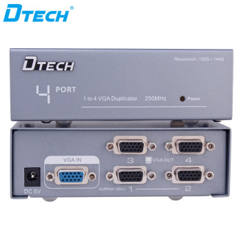 Metal Shell 1 input 4 output VGA Splitter 1 to 4 ports(250MHZ)