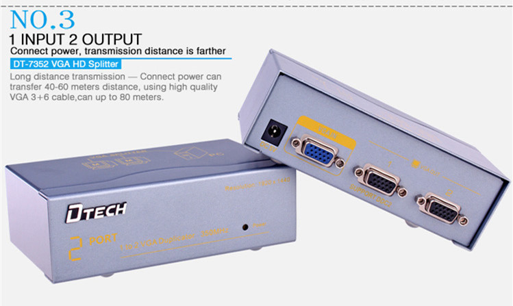 VGA Splitter 1 to 2 ports(350MHz)