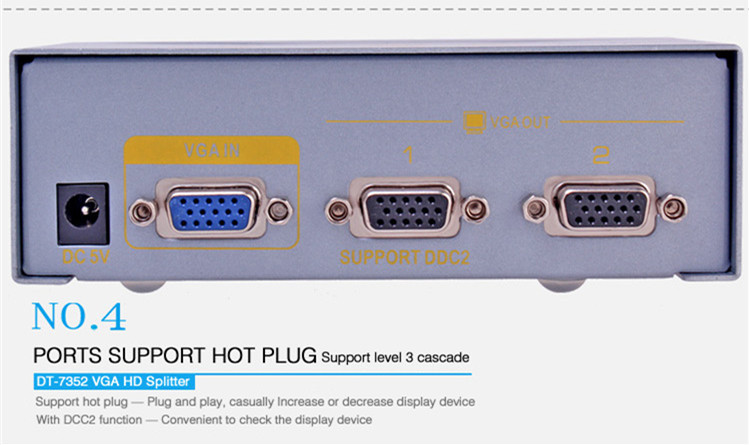 Port VGA Splitter 1 hingga 2 (350MHz)