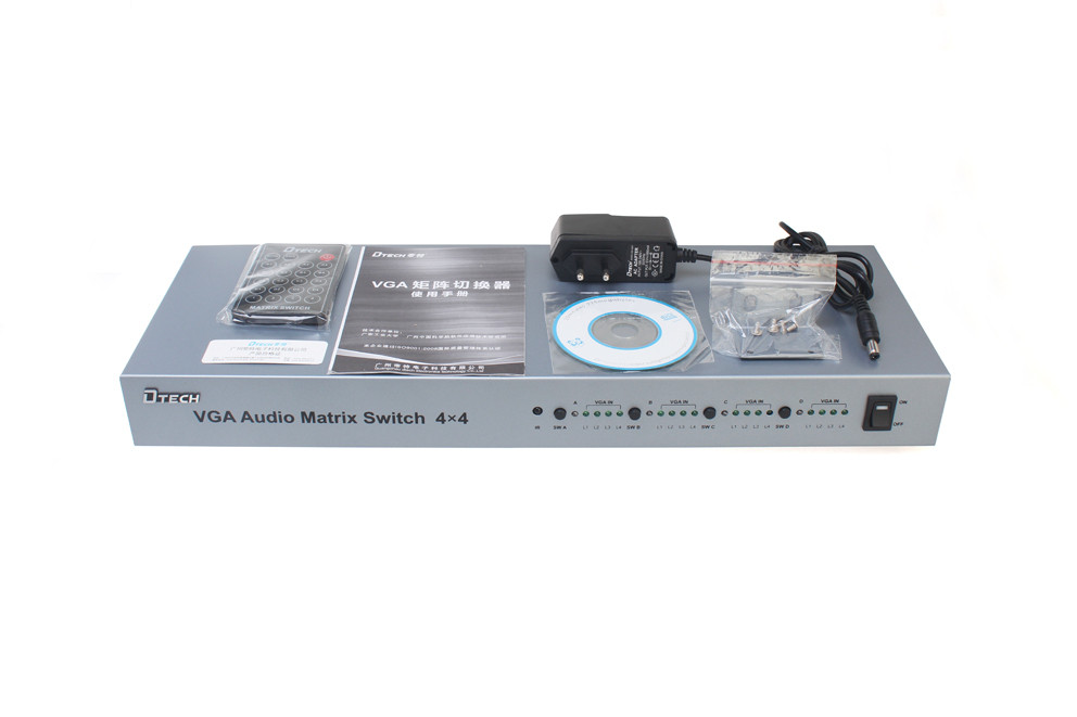 VGA dengan Audio matrix switcher 4 * 4