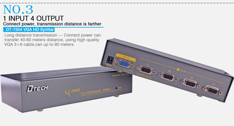 VGA Splitter 1 to 4 ports(350MHz)