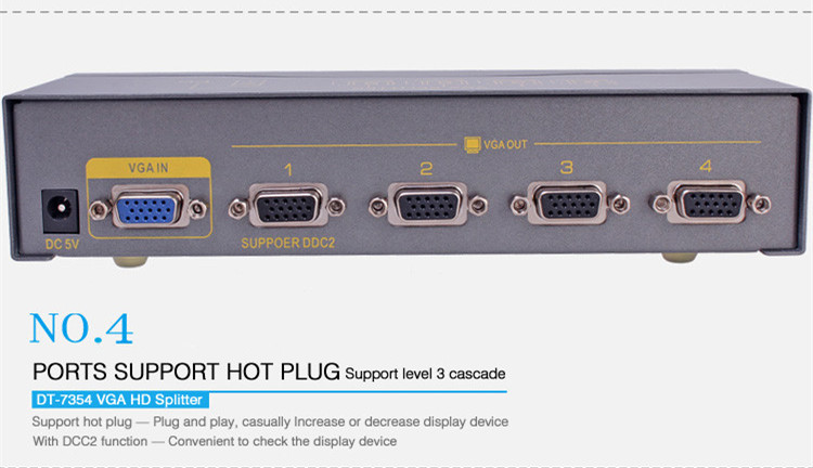 VGA Splitter 1 to 4 ports(350MHz)