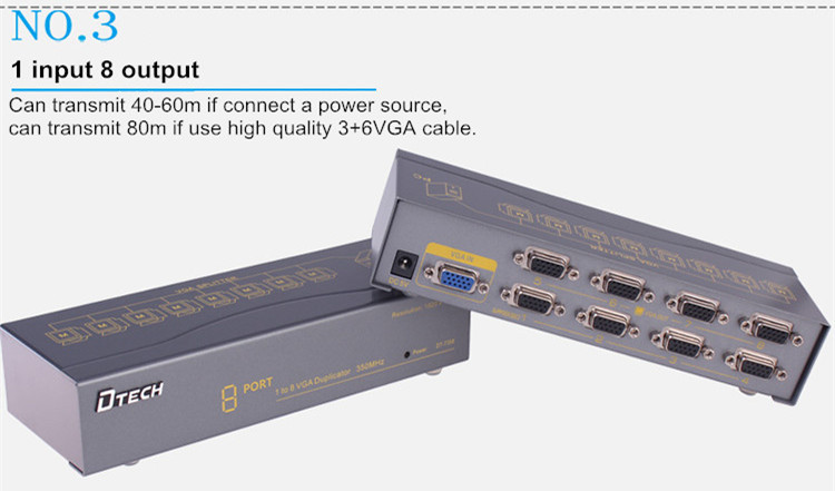 VGA Splitter 1 to 8 ports(350MHz)