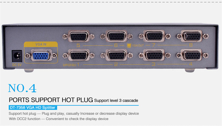 VGA Splitter 1 to 8 ports(350MHz)