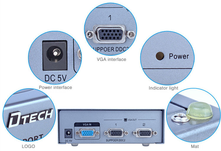 Divisor VGA de 1 a 2 puertos (500MHz)