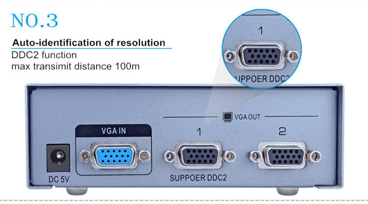 Divisor VGA de 1 a 2 puertos (500MHz)