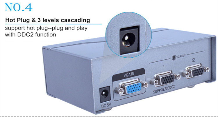 Port VGA Splitter 1 hingga 2 (500MHz)