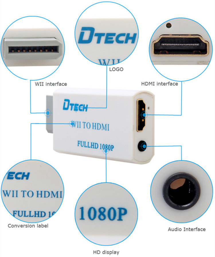 Dtech 720P@60Hz 1080P@60Hz WII TO HDMI Converter