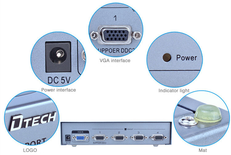 Divisor VGA de 1 a 4 puertos (500MHz)