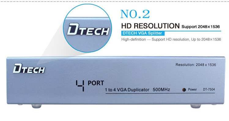 Port VGA Splitter 1 hingga 4 (500MHz)