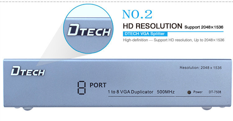 Port VGA Splitter 1 hingga 8 (500MHz)