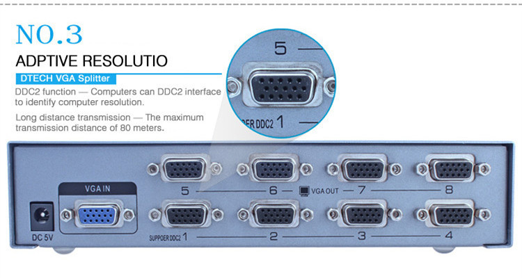 Divisor VGA de 1 a 8 puertos (500MHz)