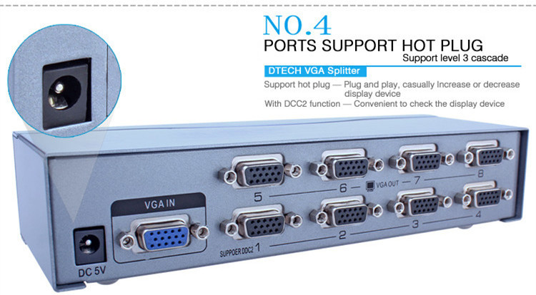 VGA Splitter 1 to 8 ports(500MHz)