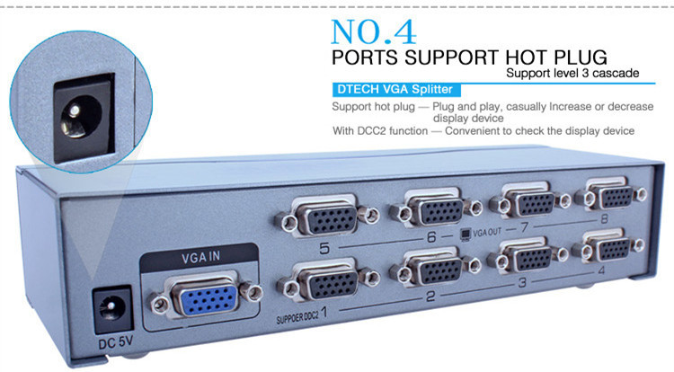 Port VGA Splitter 1 hingga 8 (500MHz)