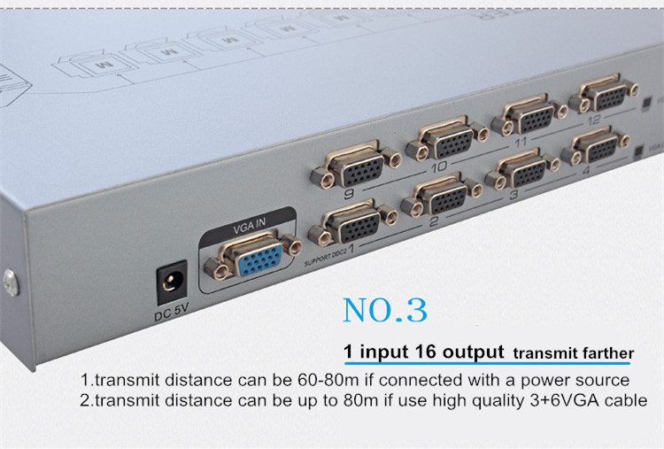 Port VGA Splitter 1 hingga 16 (500MHz)