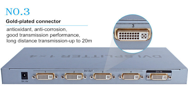 Dtech 1920x1080@60Hz 1 to 4 Ports DVI Splitter